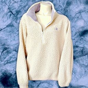 Champion Cream Sherpa Jacket with Purple Lining